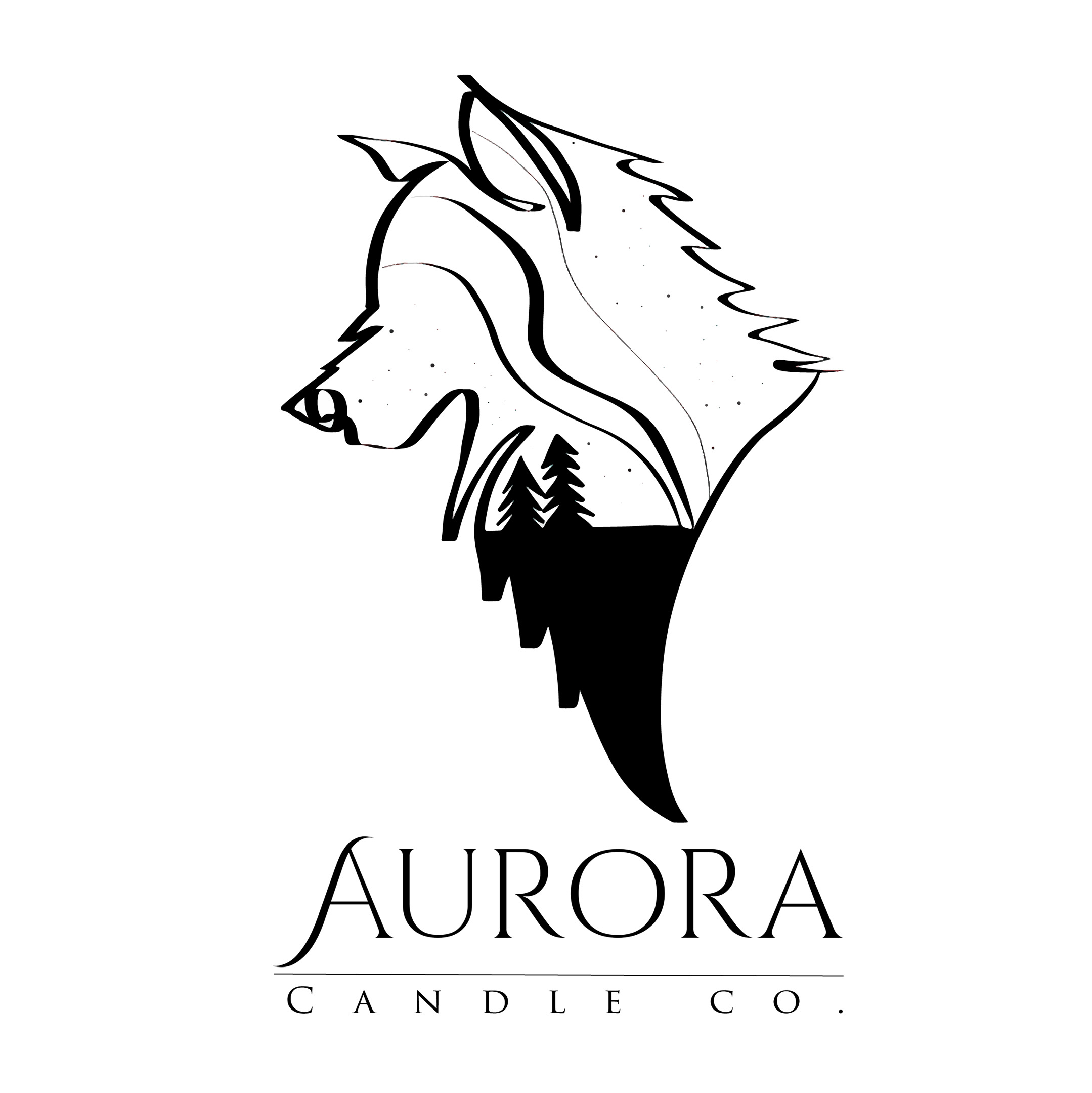 Aurora Candle single line logo black and white variation